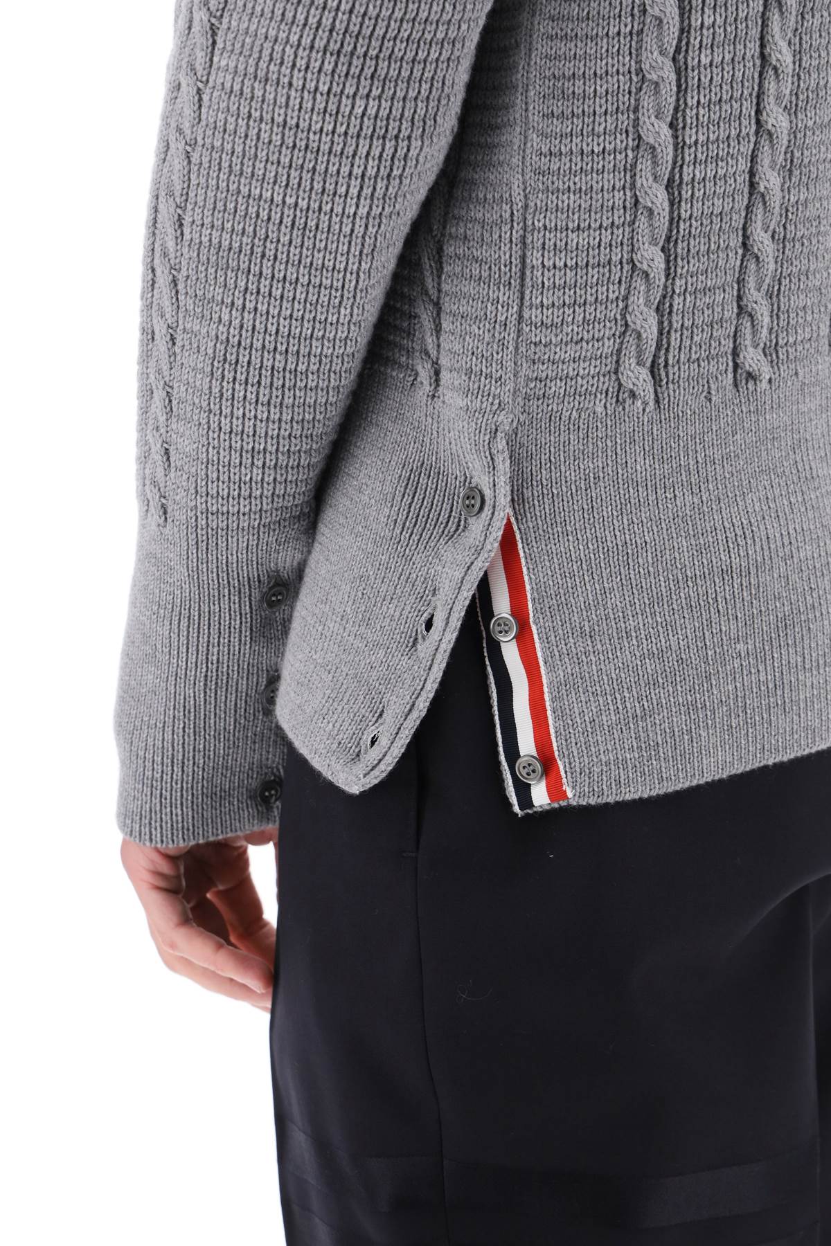 Thom Browne Thom browne cable wool sweater with rwb detail