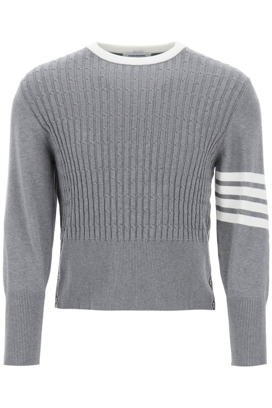Thom Browne Thom browne placed baby cable 4-bar cotton sweater