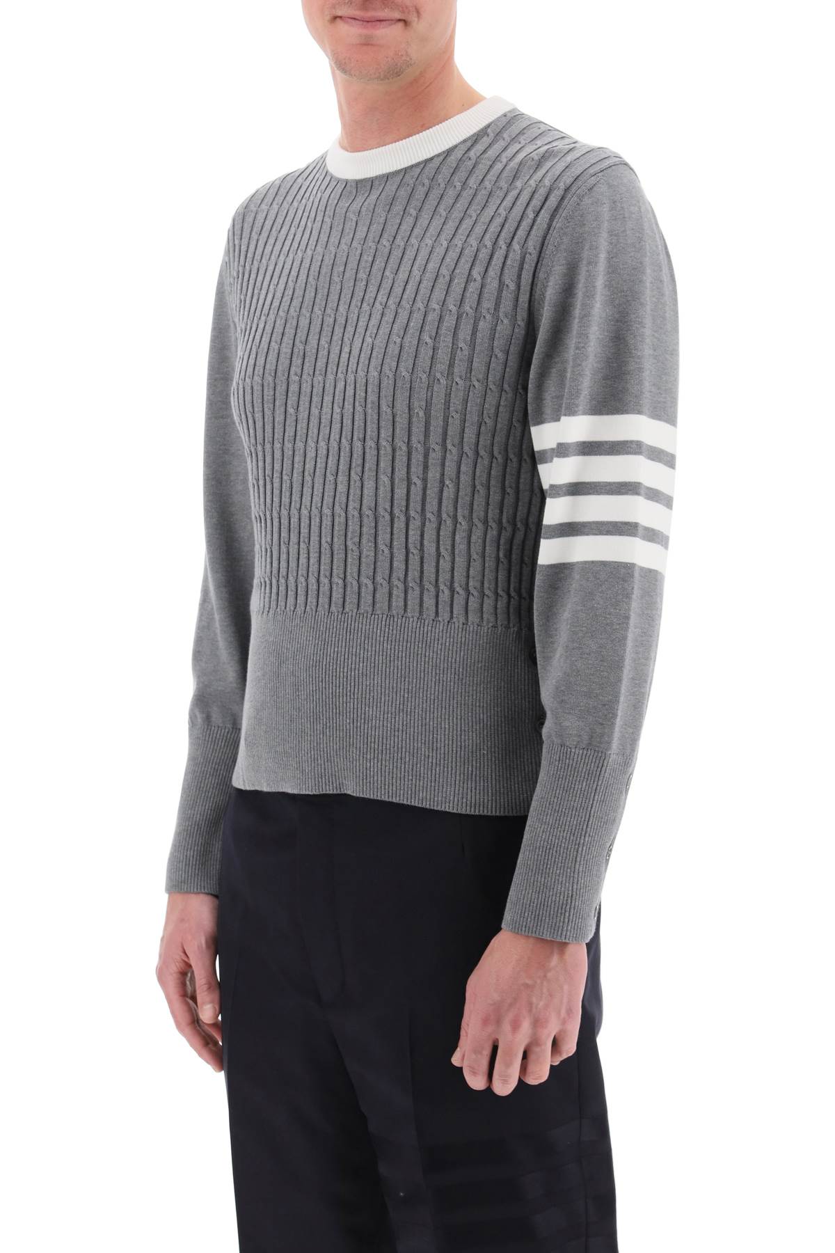 Thom Browne Thom browne placed baby cable 4-bar cotton sweater