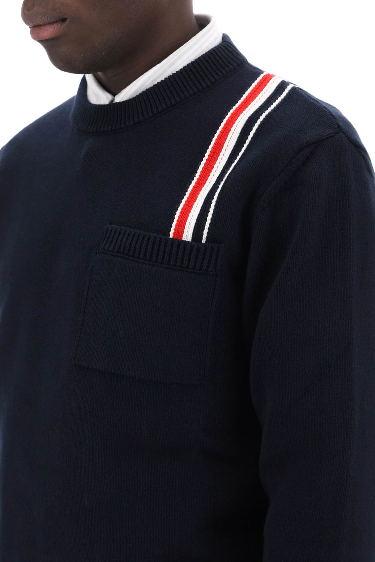 Thom Browne Thom browne cotton pullover with rwb stripe