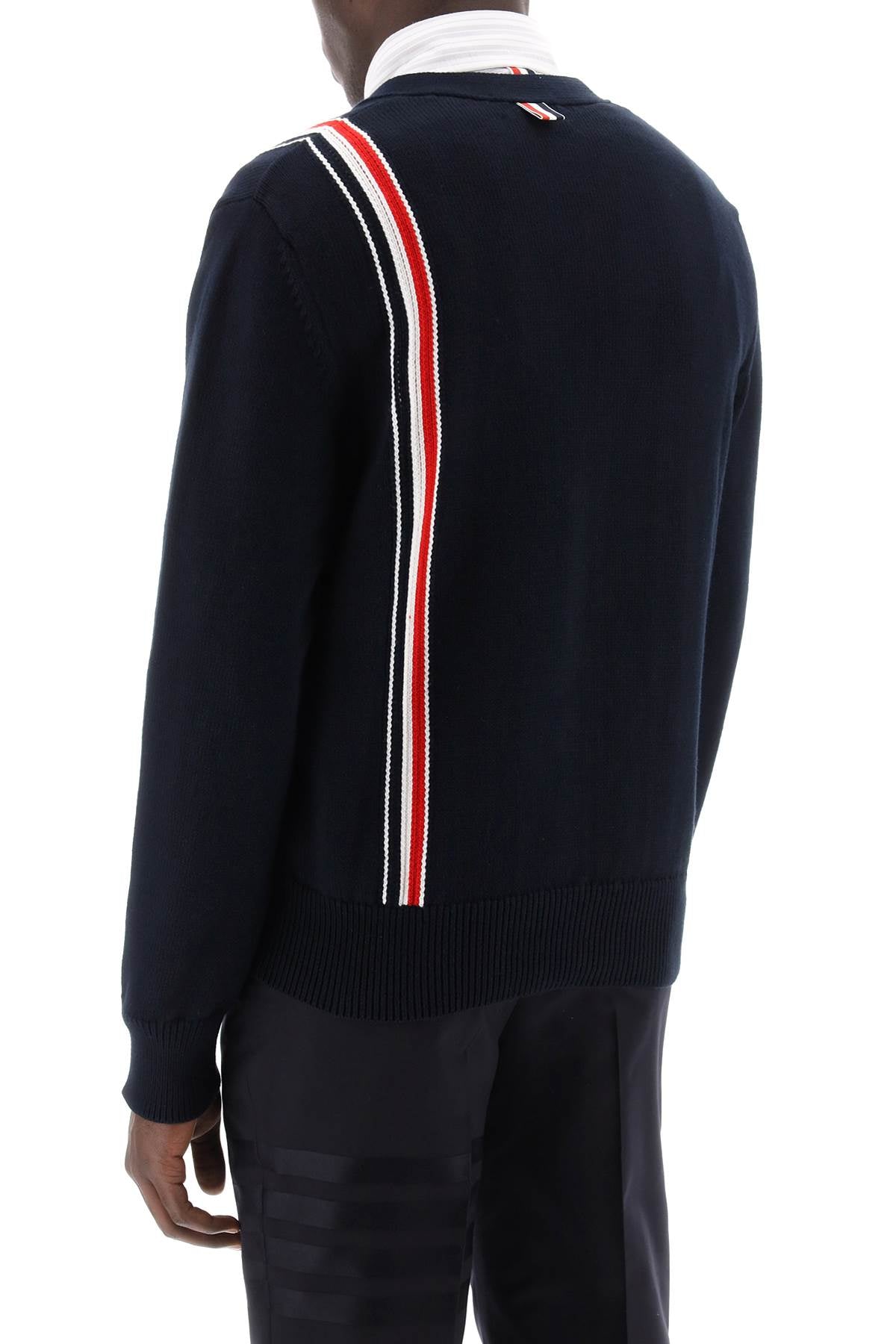 Thom Browne Thom browne cotton cardigan with red*** white