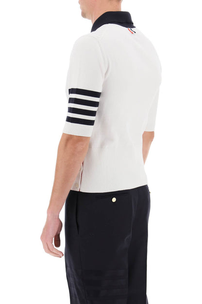 Thom Browne Thom browne placed baby cable 4-bar cotton polo sweater