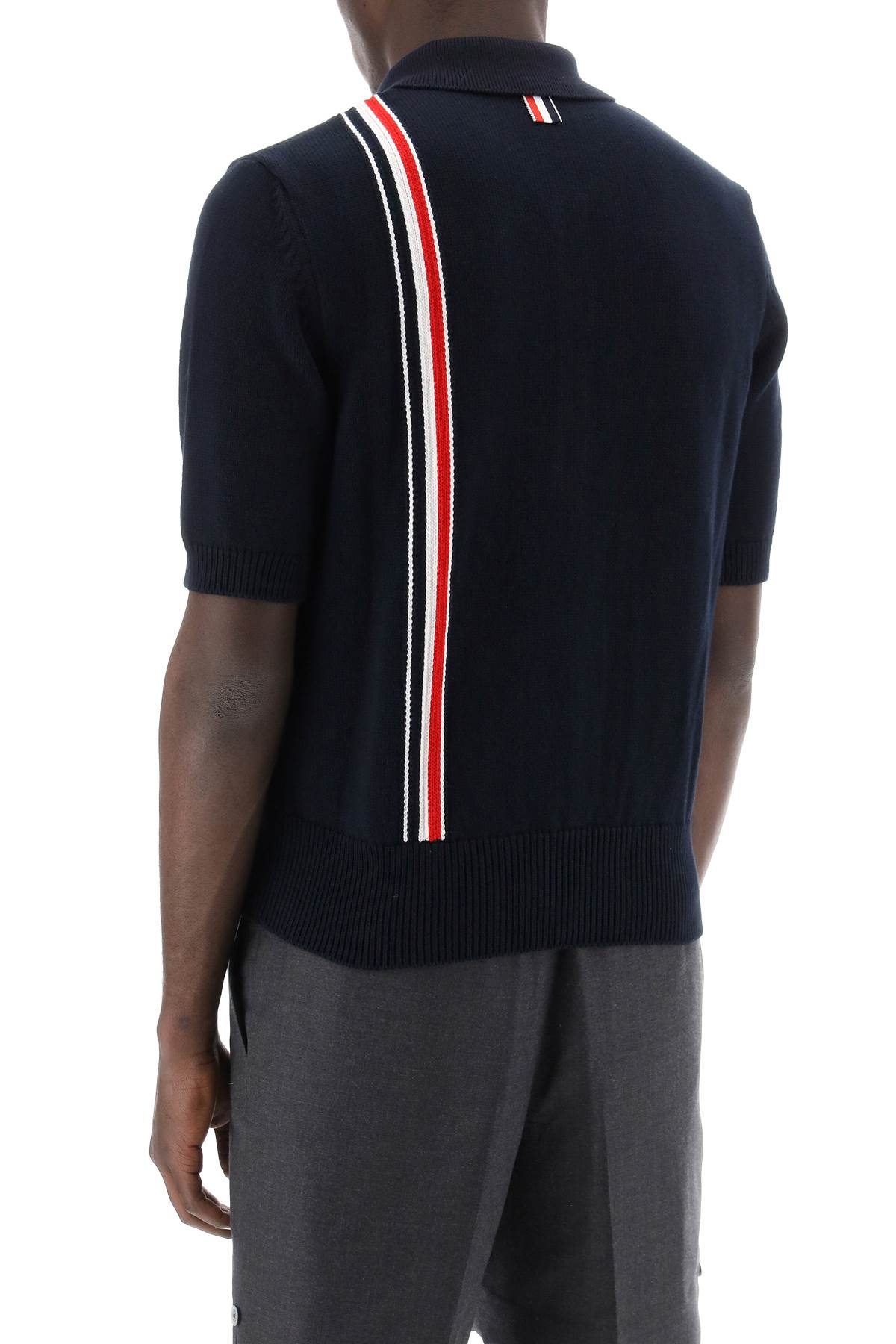Thom Browne Thom browne cotton knit polo shirt with rwb stripe