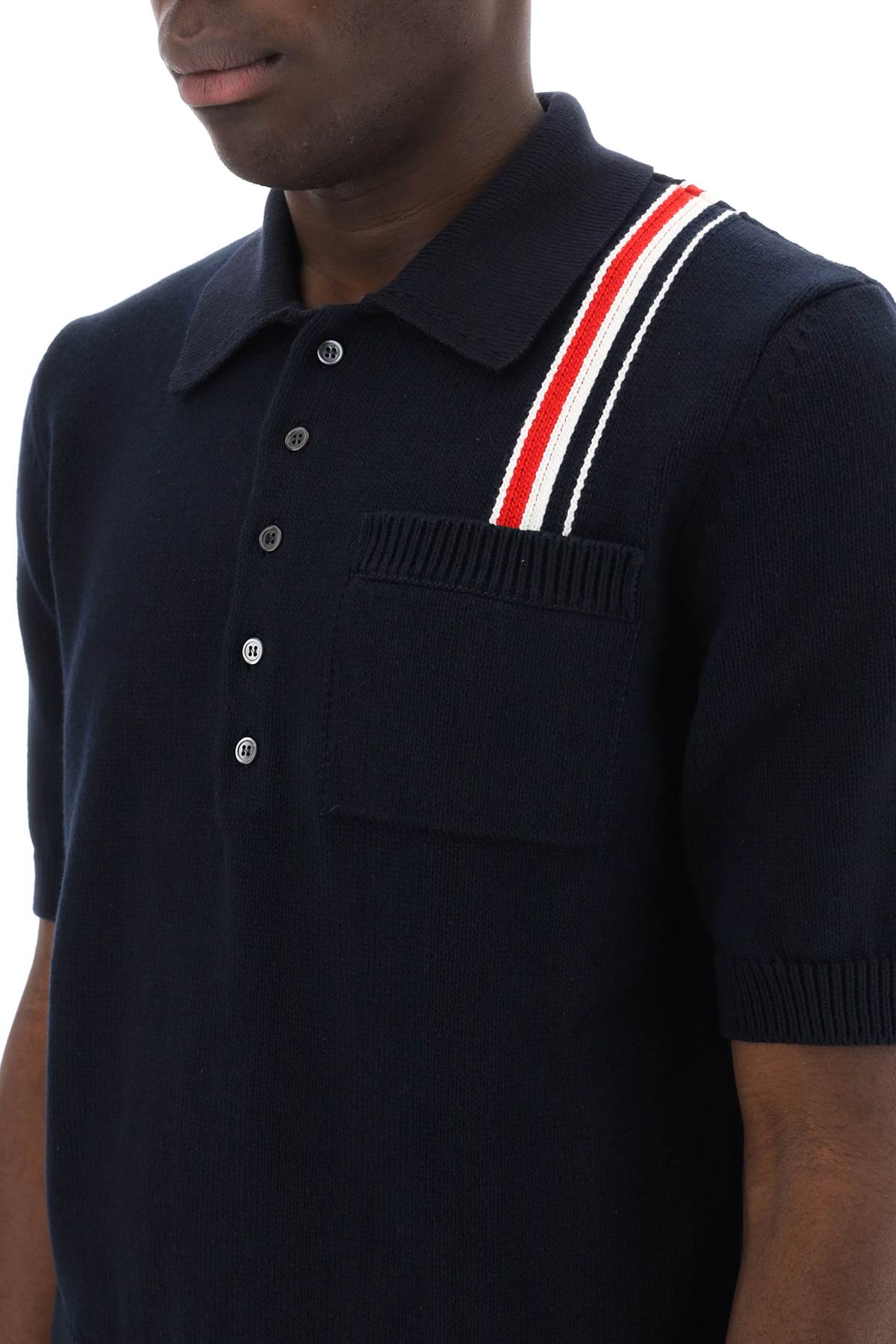 Thom Browne Thom browne cotton knit polo shirt with rwb stripe