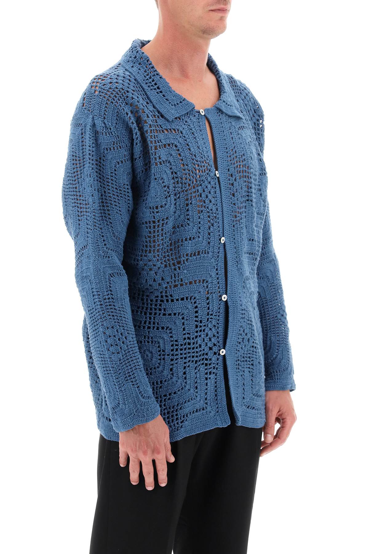 Bode Bode overdyed crochet shirt