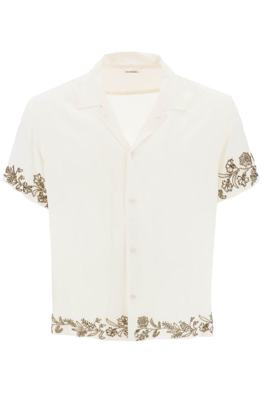 Bode Bode silk shirt with floral beadworks