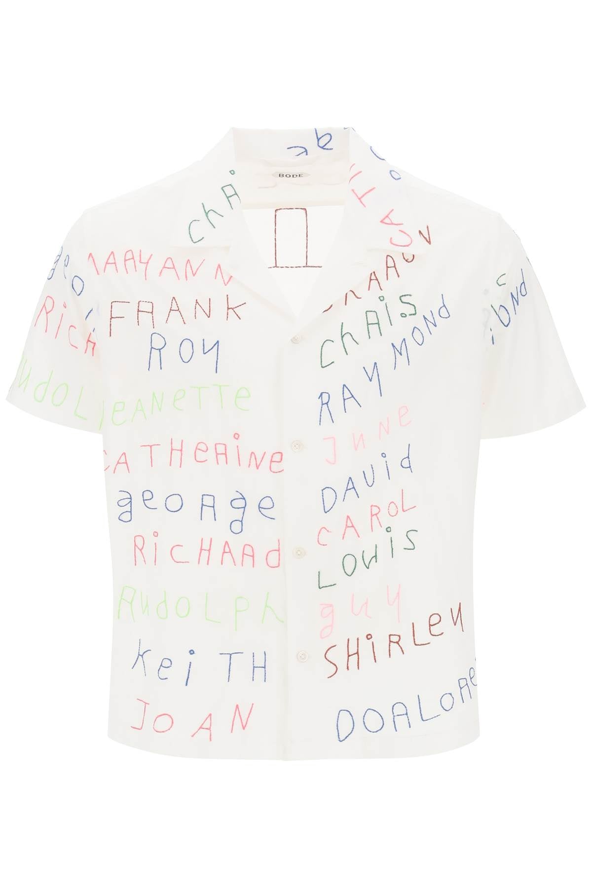 Bode Bode familial bowling shirt with lettering embroideries