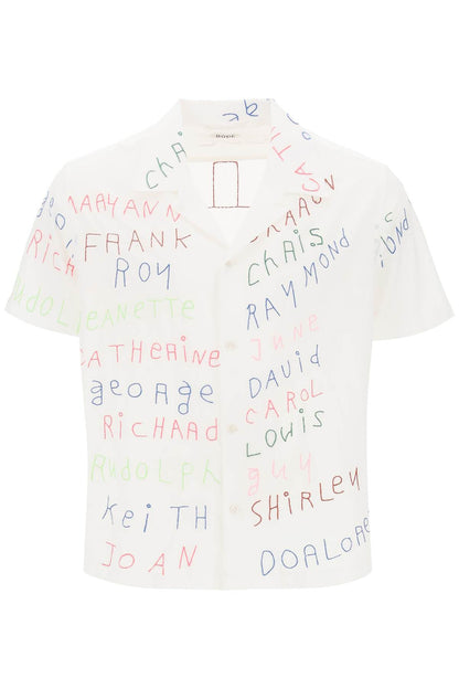Bode Bode familial bowling shirt with lettering embroideries
