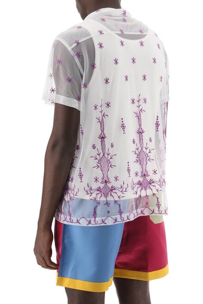 Bode Bode lavandula bowling shirt in embroidered tulle