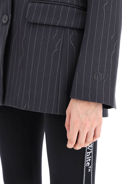 Off-White Off-white broken pinstripe pattern jacket with