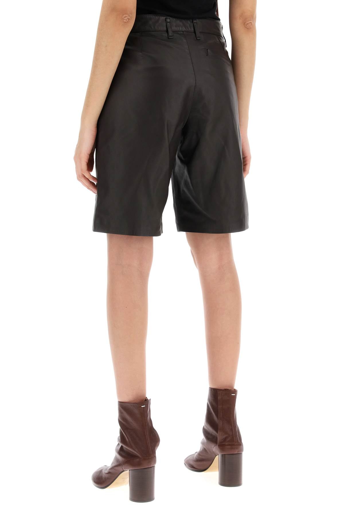 Lemaire Lemaire slim leather bermuda shorts for men