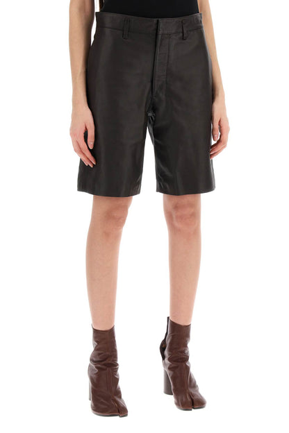 Lemaire Lemaire slim leather bermuda shorts for men