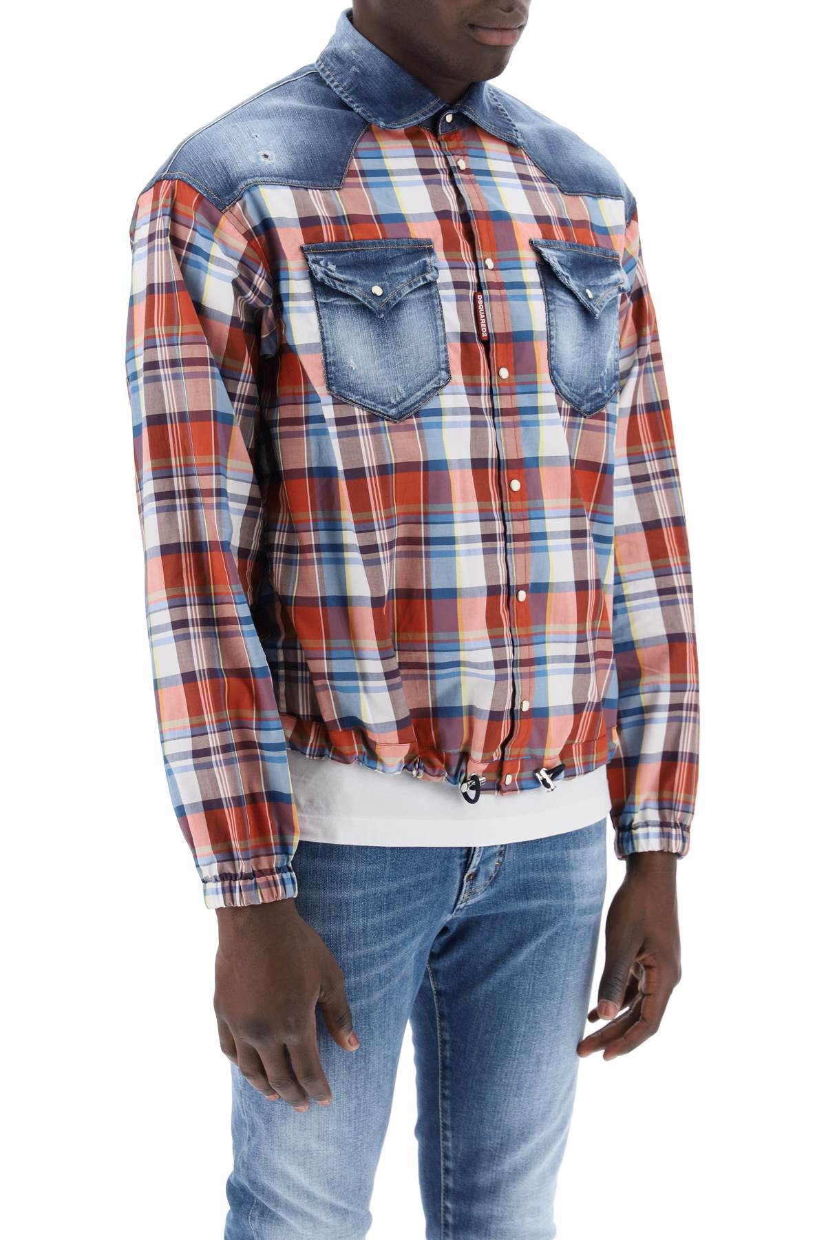 Dsquared2 Dsquared2 plaid western shirt with denim inserts