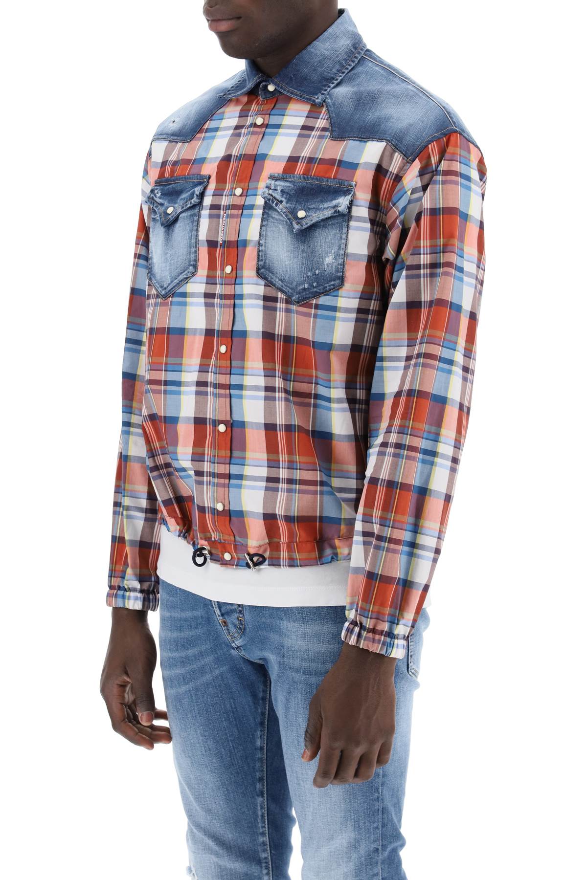 Dsquared2 Dsquared2 plaid western shirt with denim inserts