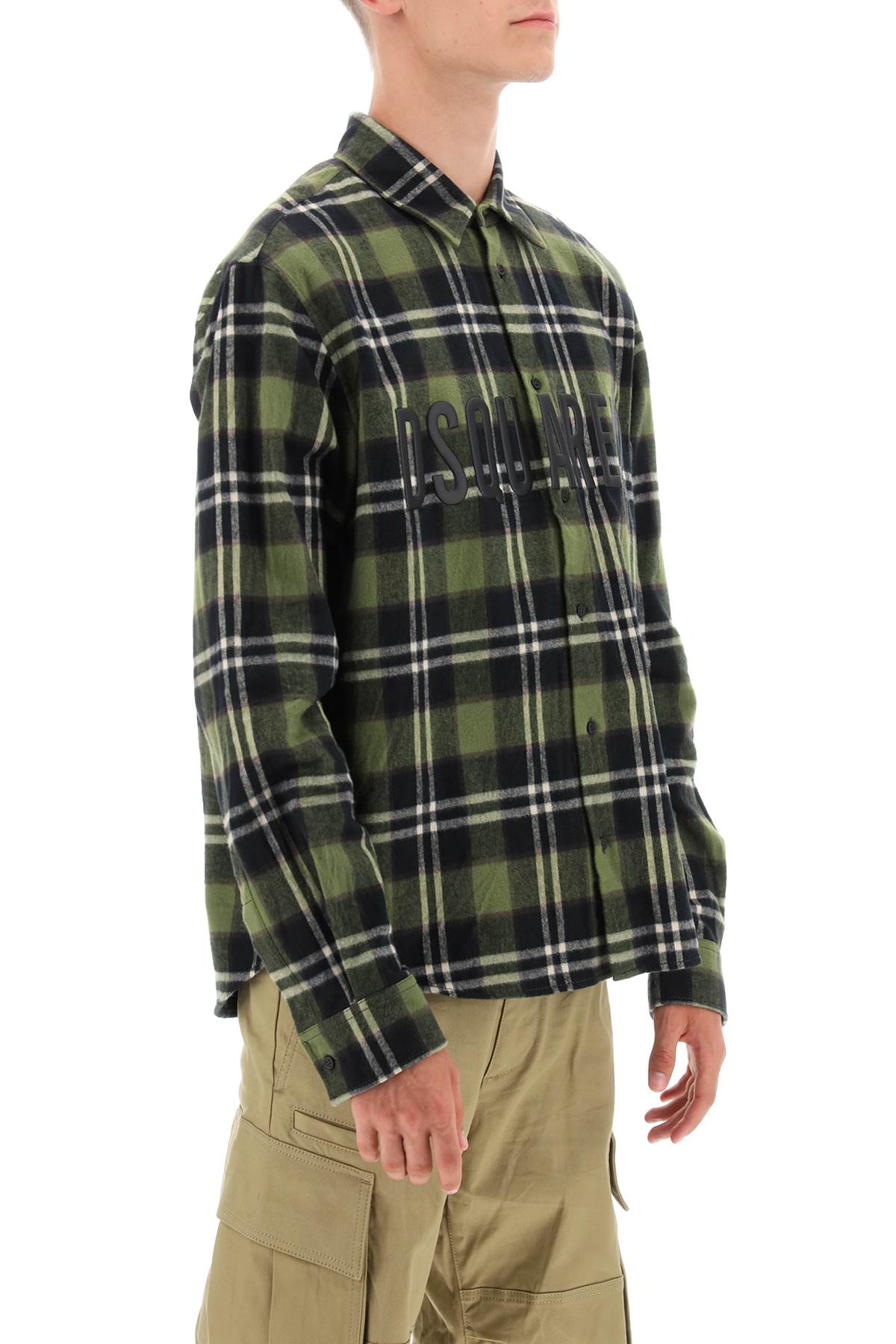 Dsquared2 Dsquared2 check flannel shirt with rubberized logo