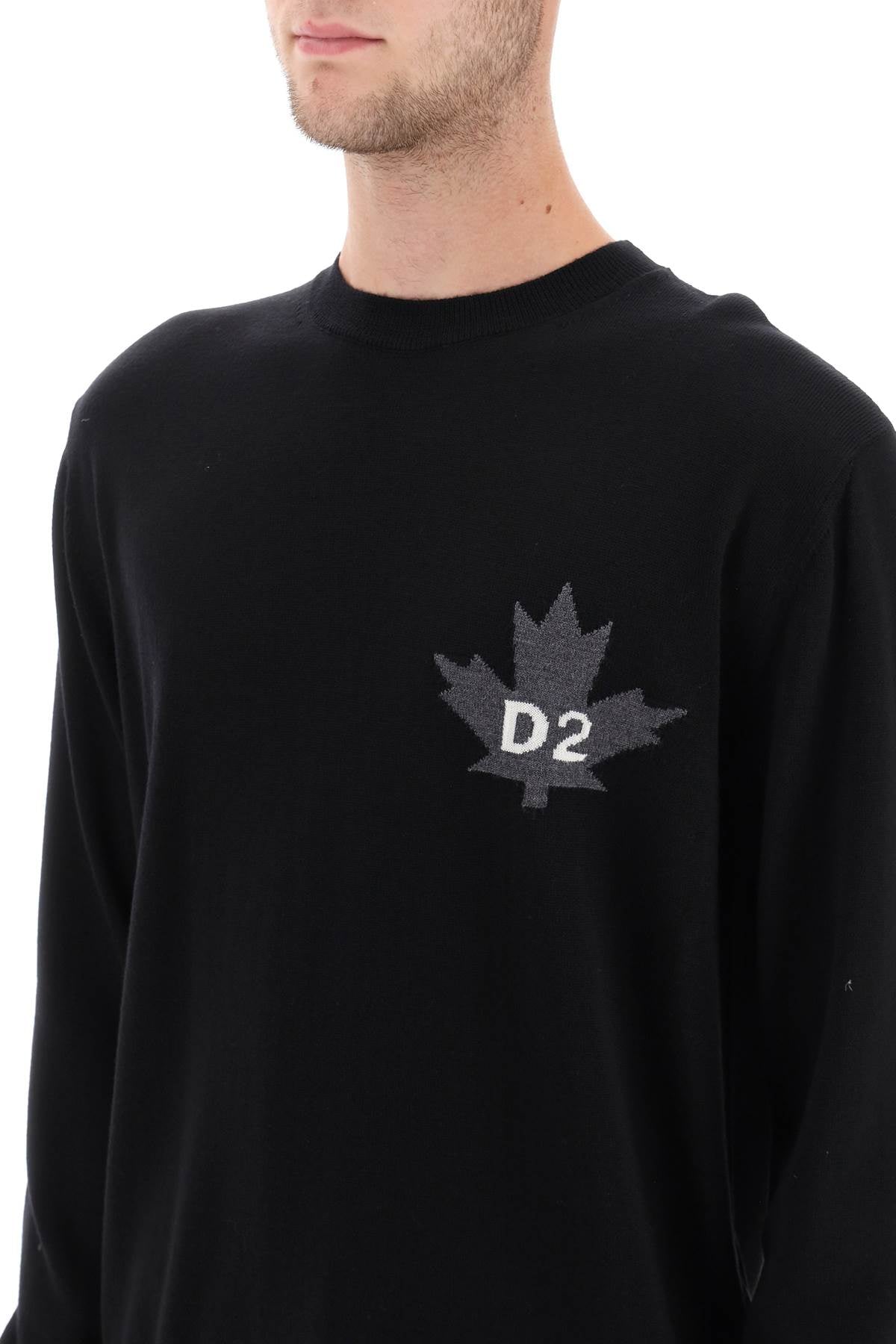 Dsquared2 Dsquared2 d2 leaf wool sweater