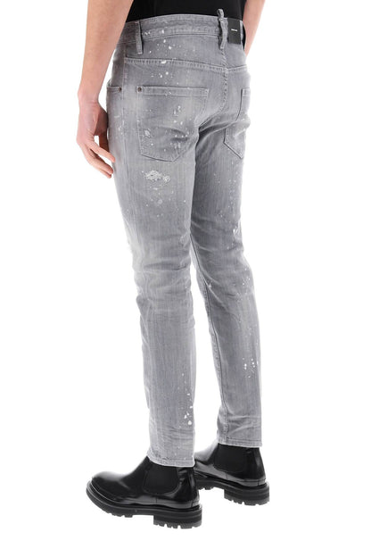 Dsquared2 Dsquared2 skater jeans in grey spotted wash
