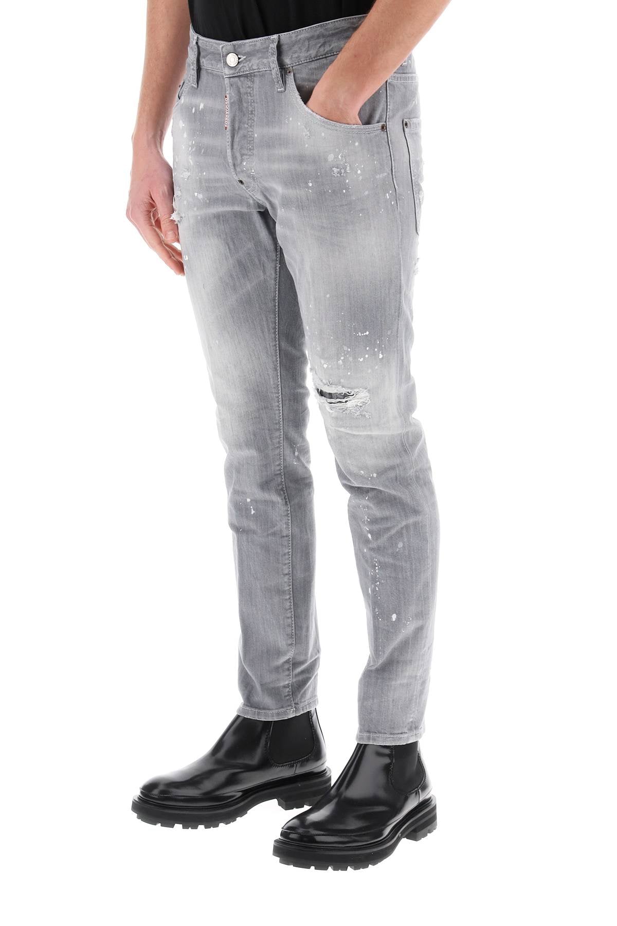 Dsquared2 Dsquared2 skater jeans in grey spotted wash